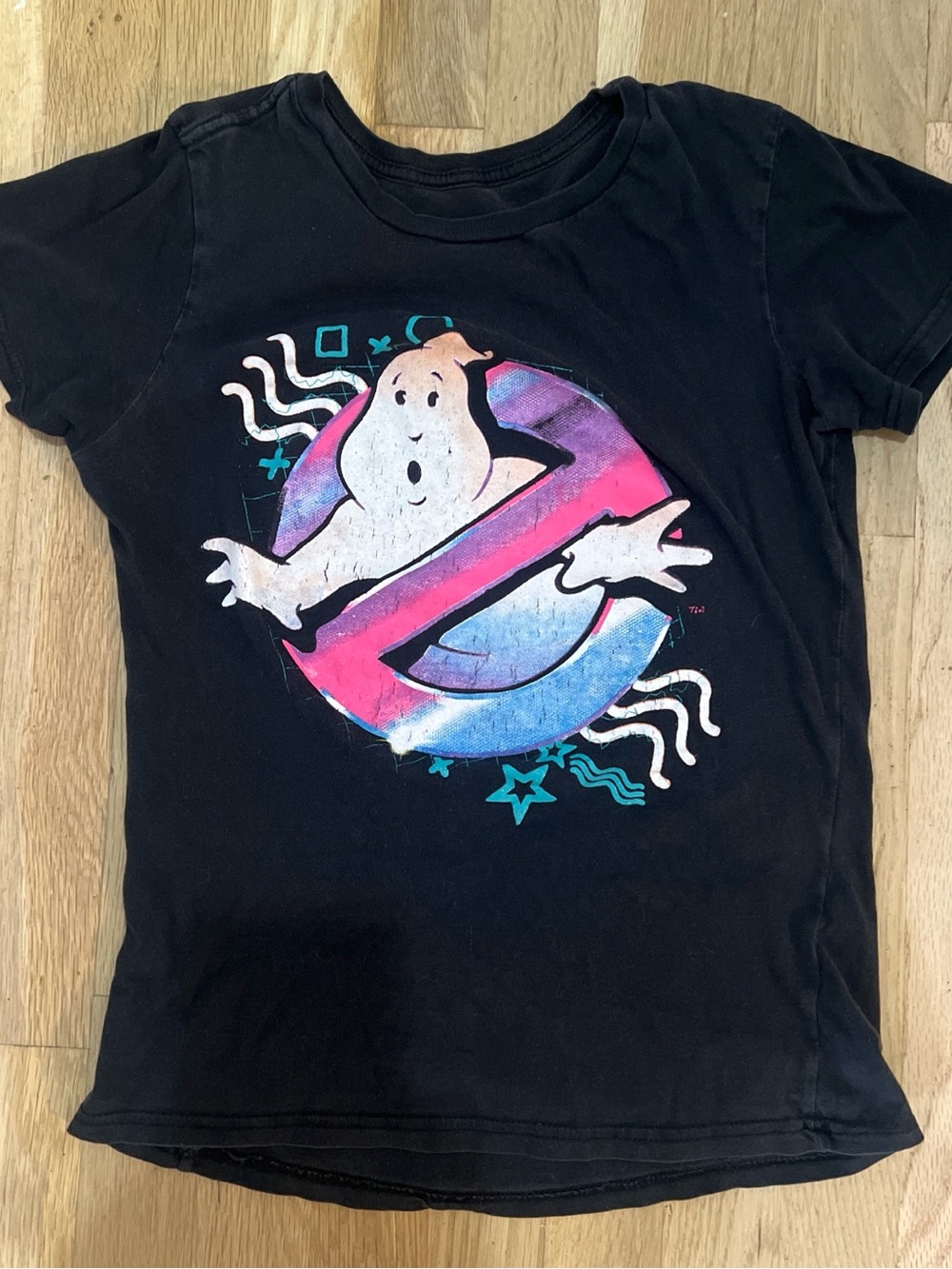 Ghostbusters Kids' Logo Tee - Black with Pink & Blue Graphic